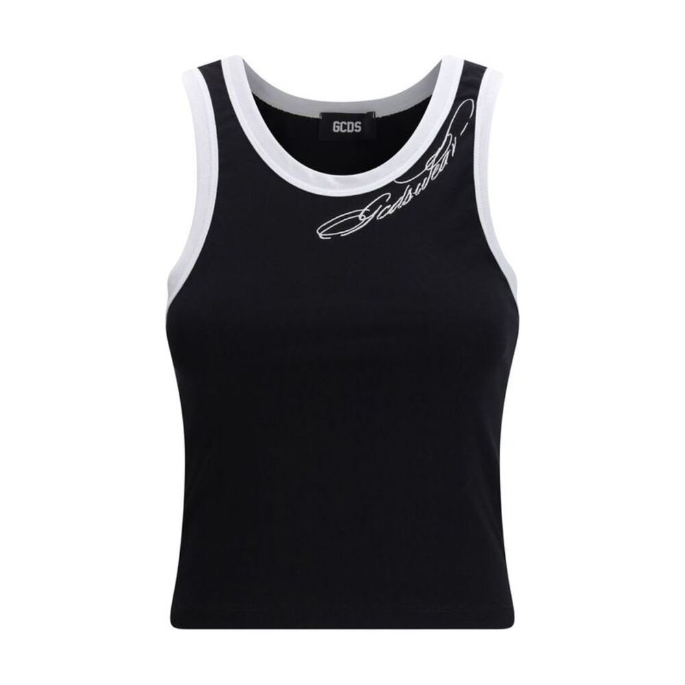 GCDS Black Cotton Tank Women's Tops